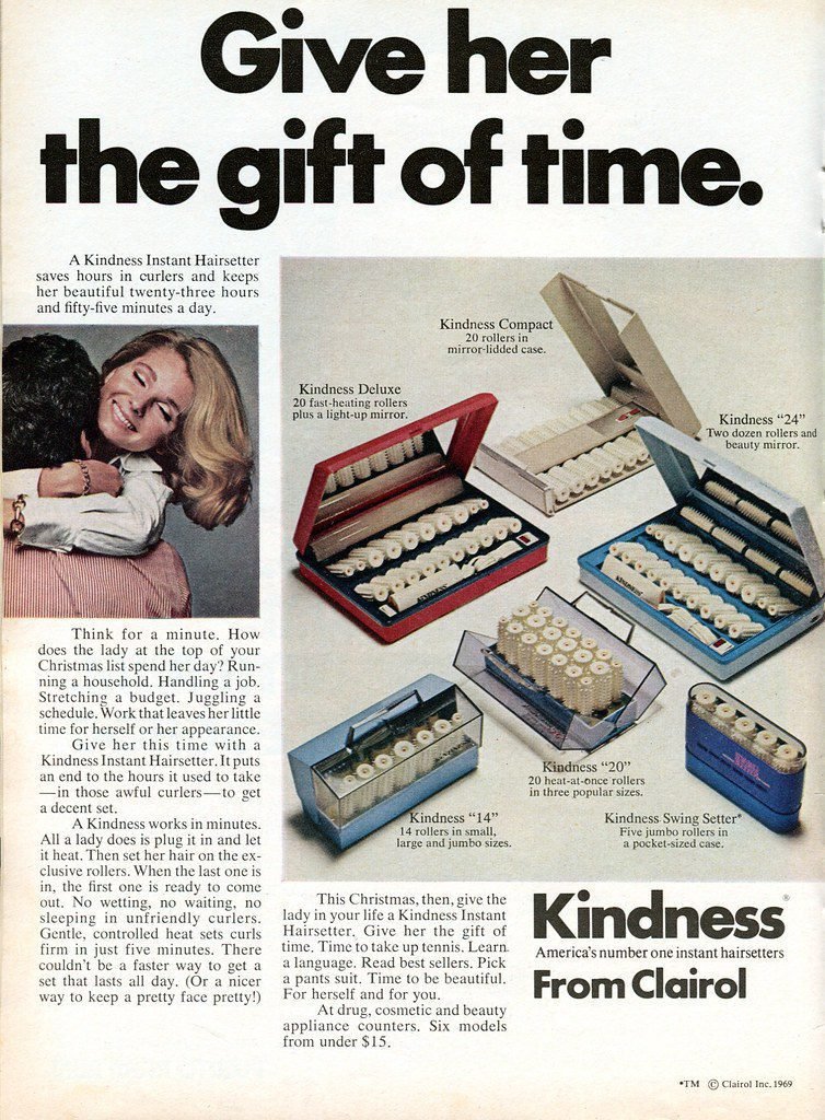 vintage ad for the clairol kindness hairsetter 
