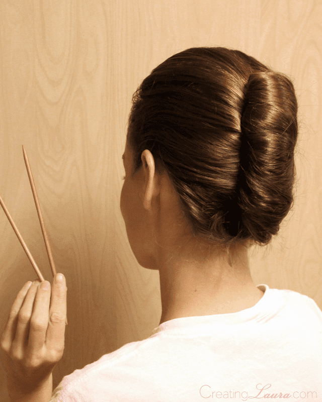 French twist using knitting needles