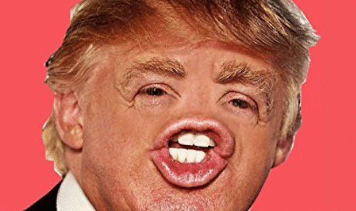 A digitally altered image of Donald Trump.