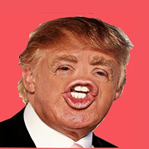 A digitally altered image of Donald Trump.
