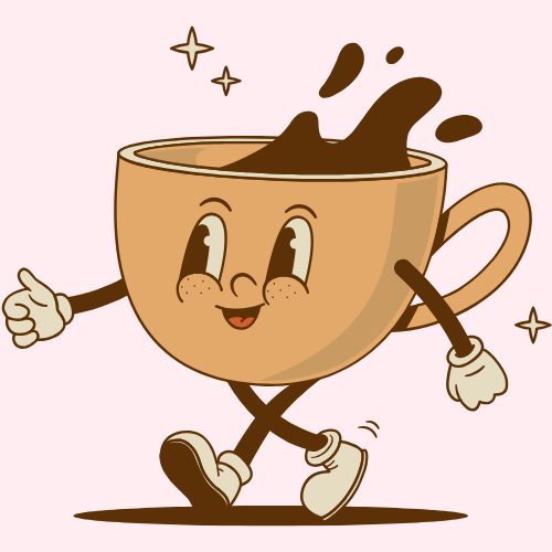 A cartoon coffee cup.