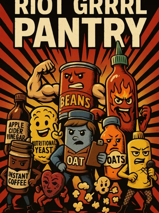 A justice league style image of pantry items