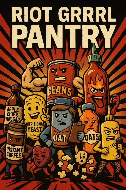 A justice league style image of pantry items