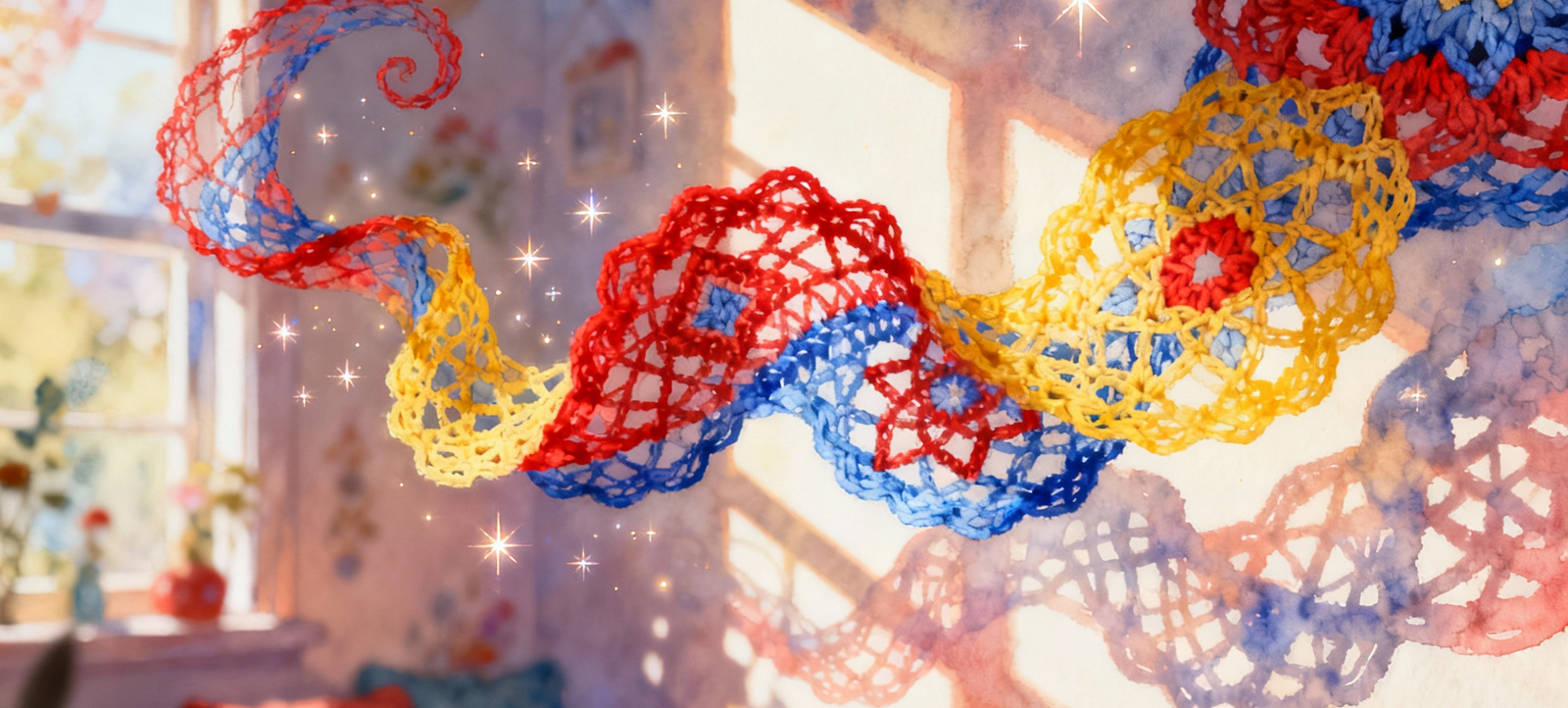 A fractal image in a crochet motif