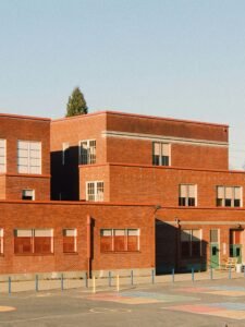 The outside facade of a school.